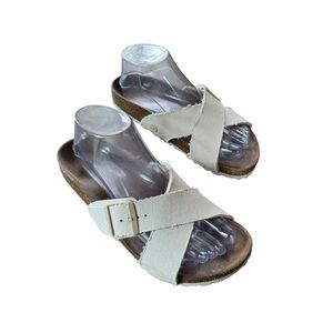 Birkenstock Size 38 (Ladies 7 Mens 5) Off White Narrow Fit Vegan “Siena” Sandals